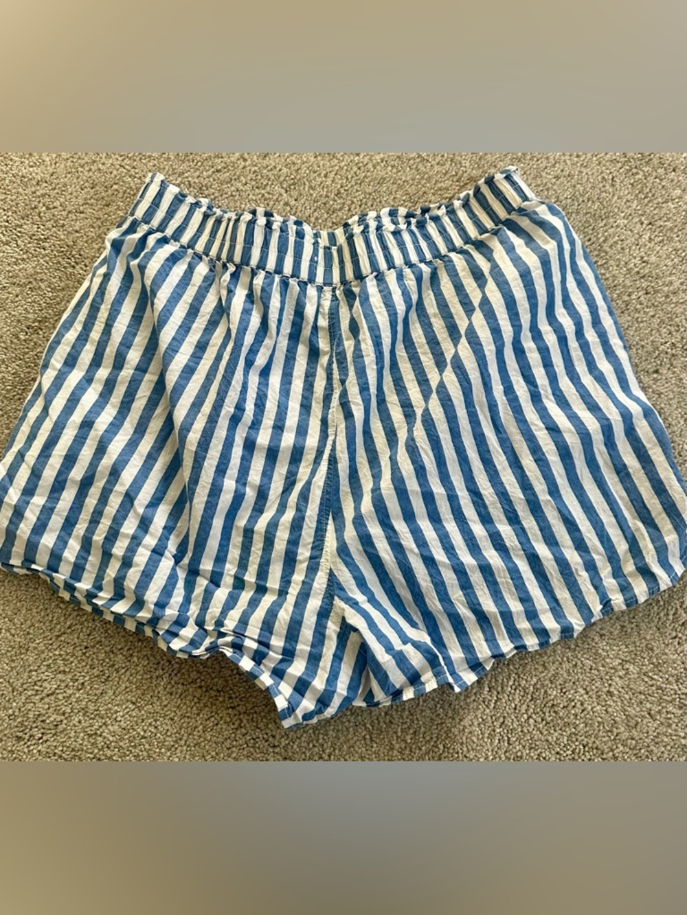 Madewell Blue and White Striped High Waist Women's Shorts